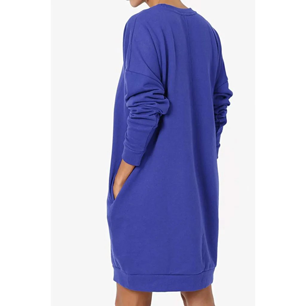 

KANCOOLD top t-shirt New Style Women Pure color simple Casual Long Sleeve Loose Pullover Tops With Pockets top women2020FEB20