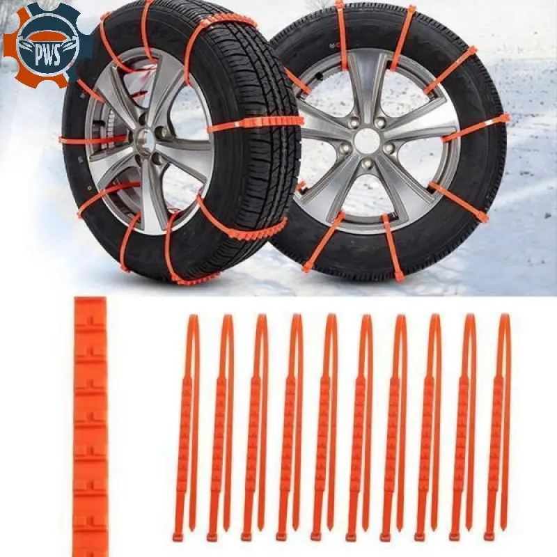 

10Pcs Car Tire Anti-skid Chains Auto Universal Plastic Car Tire Emergency Snow Chains For Cars SUV Wheel Safety Cross Outdoor