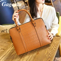 gagacia fashion women leather business handbags for woman office work shoulder bag 2021 female a4 file package ladies briefcases