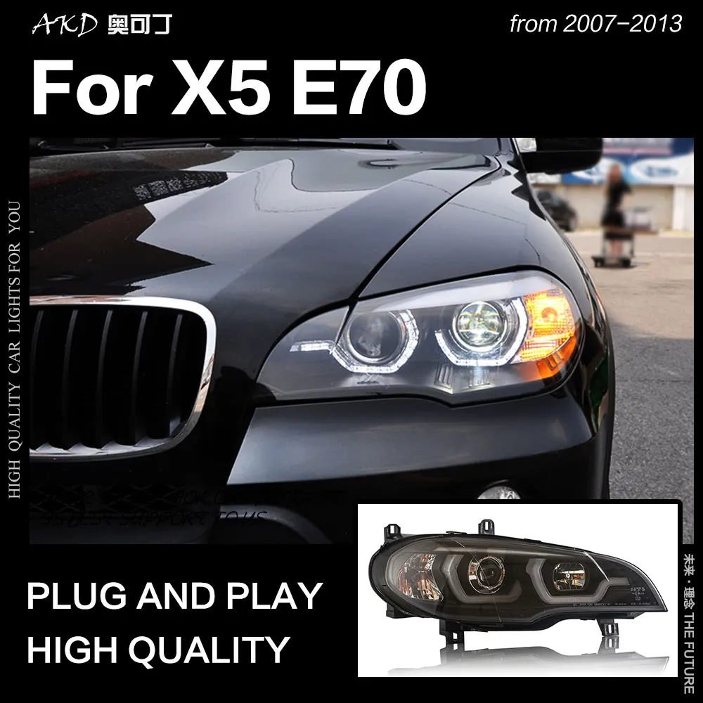 AKD автостайлинг фара для X5 E70 фары 2007 2013 X6 E71 ангельский глаз светодиодный ная