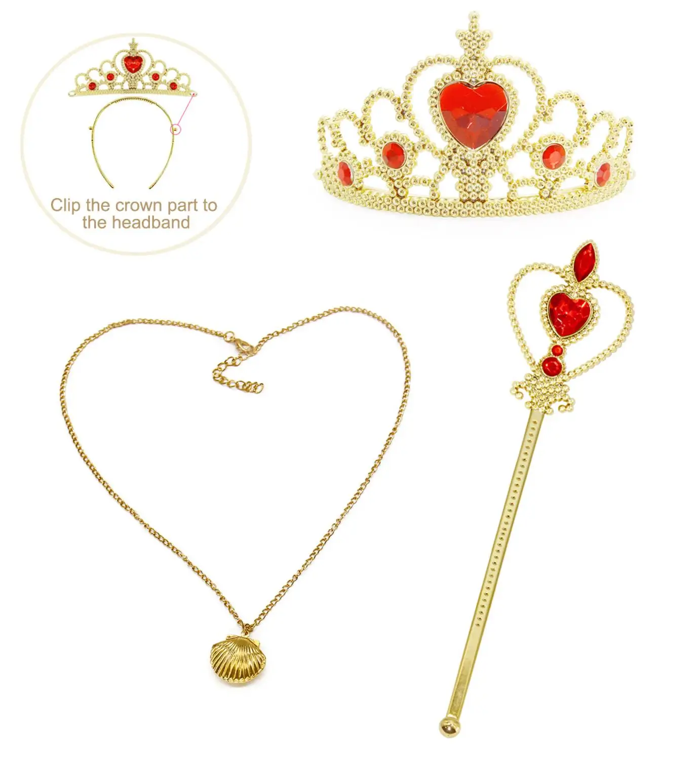 3pcs AmzBarley/длинный парик из волос Эльзы и жасмина для девочек ясельного возраста, Белоснежка, Принцесса Рапунцель, корона, волшебная палочка, перчатки, Детский костюм на Хэллоуин - Цвет: 3pcs