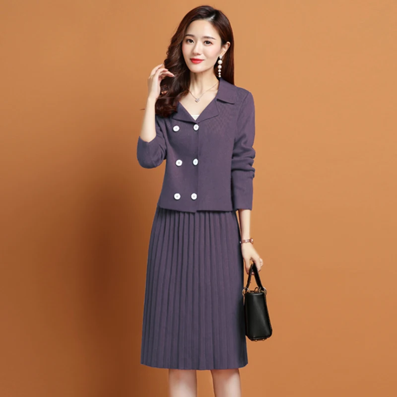 Новые комплекты женских свитеров Весна 2022 Элегантный модный двубортный свитер с