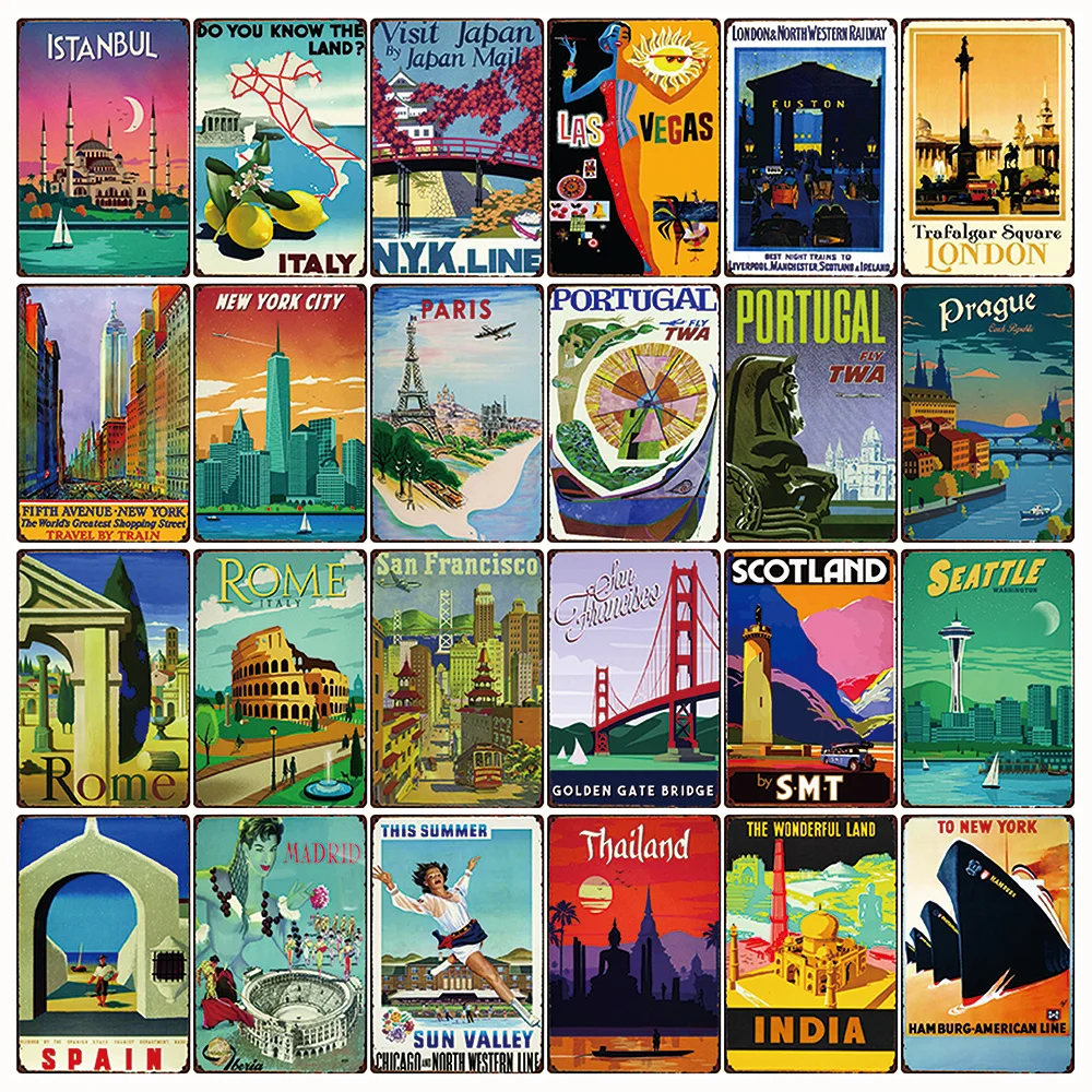 

[ Kelly66 ] City Cuba Hawaii Rome Thailand Istanbul Metal Sign Tin Poster Home Decor Bar Wall Art Painting 20*30 CM Size S-04