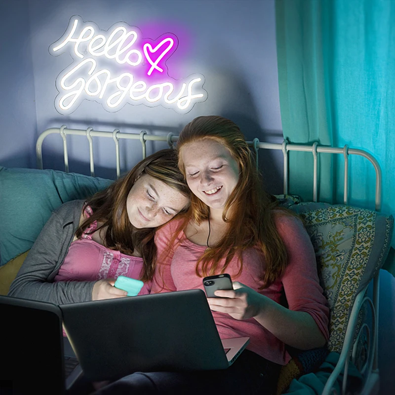 Wanxing светодиодные неоновые вывески Hello великолепные для настенного декора Usb с