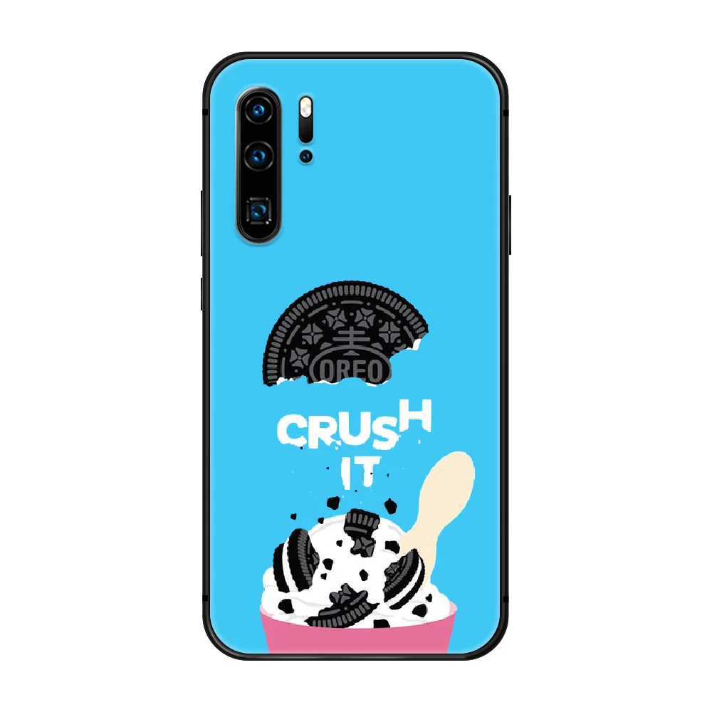 

Oreo Milk Sandwich Biscuit Phone Case Cover Hull For Huawei P8 P9 P10 P20 P30 P40 Lite Pro Plus smart Z 2019 black funda trend