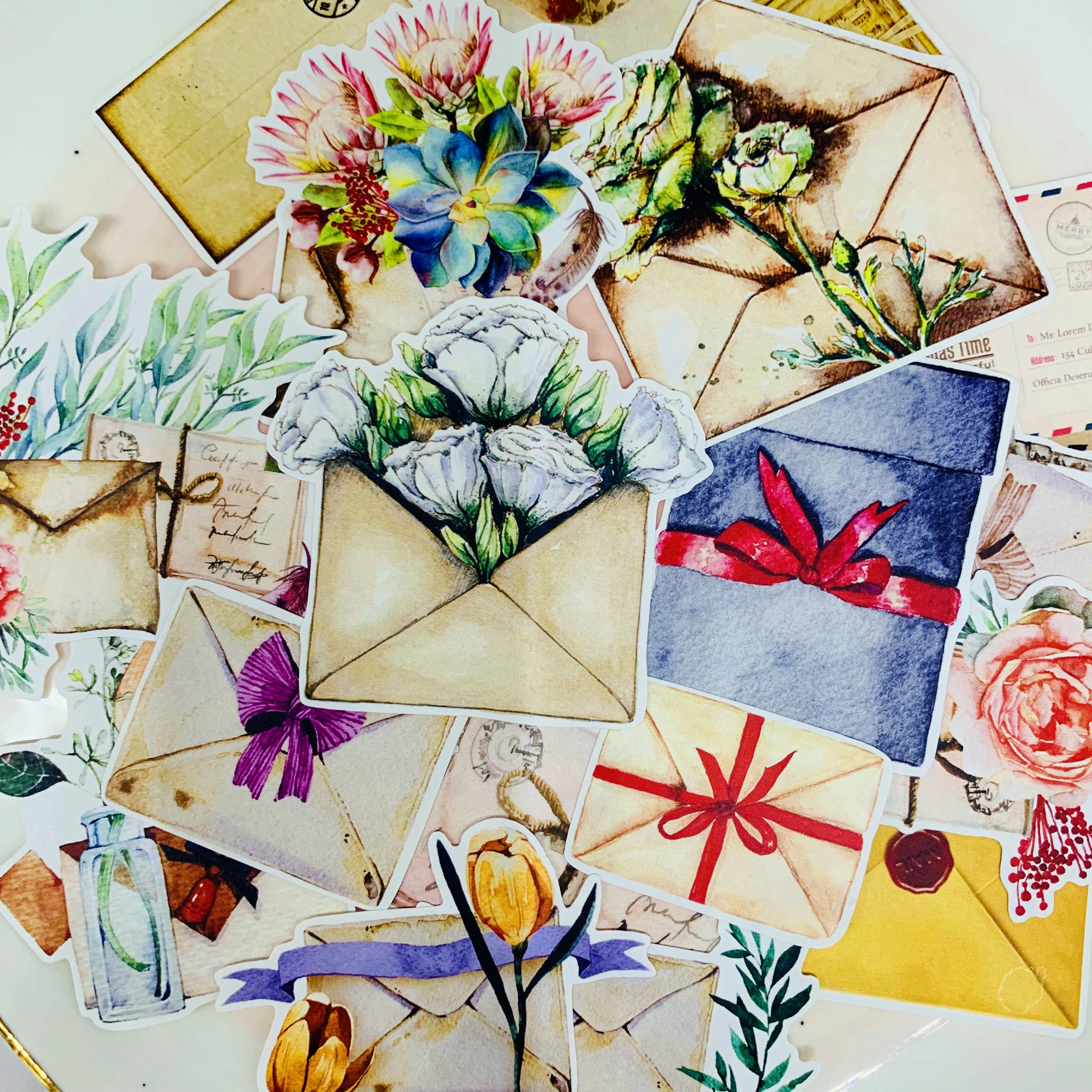 21 шт./пакет Винтаж почтовый конверт цветок Стикеры DIY ремесло Скрапбукинг альбом