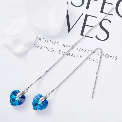 Серьги Ocean в форме сердца морского с кисточкой серьги кристаллами элегантные