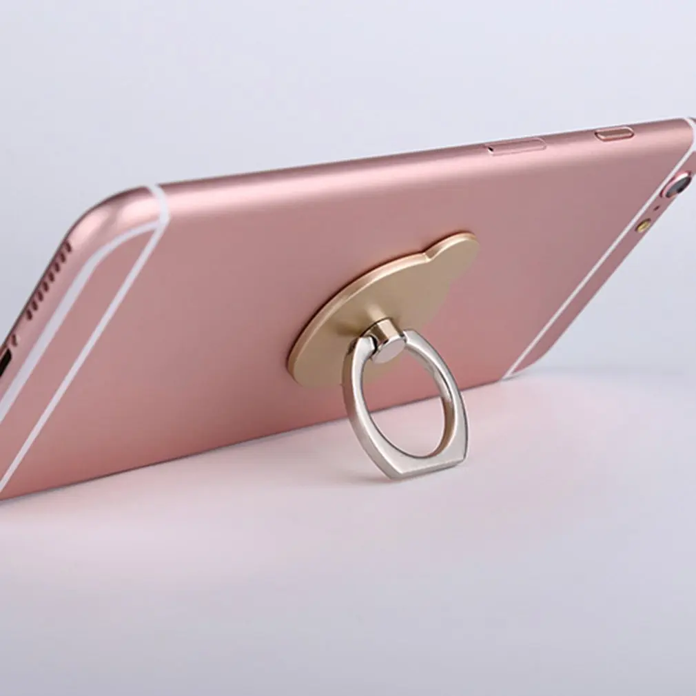 Finger Ring Stand Base Grip 360 Degree Rotating Bear-Shaped Ultra-Thin Metal Stand Foldable Universal Smartphone Stand