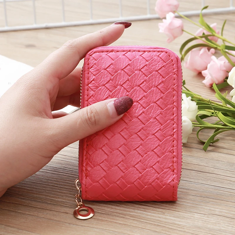 

Fashion Knitted Mini Zipper Wallet Organ Card Holder Bag Coin Change Purse Credit Bank ID Card Holders Case Cover Bag Wallets