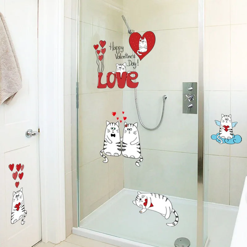 

Romantic I Love You Wall Decor Sticker Catoon Cats Lovers Stickers Room Decoration Kitchen Creative Decals Bathroom Decor Mural