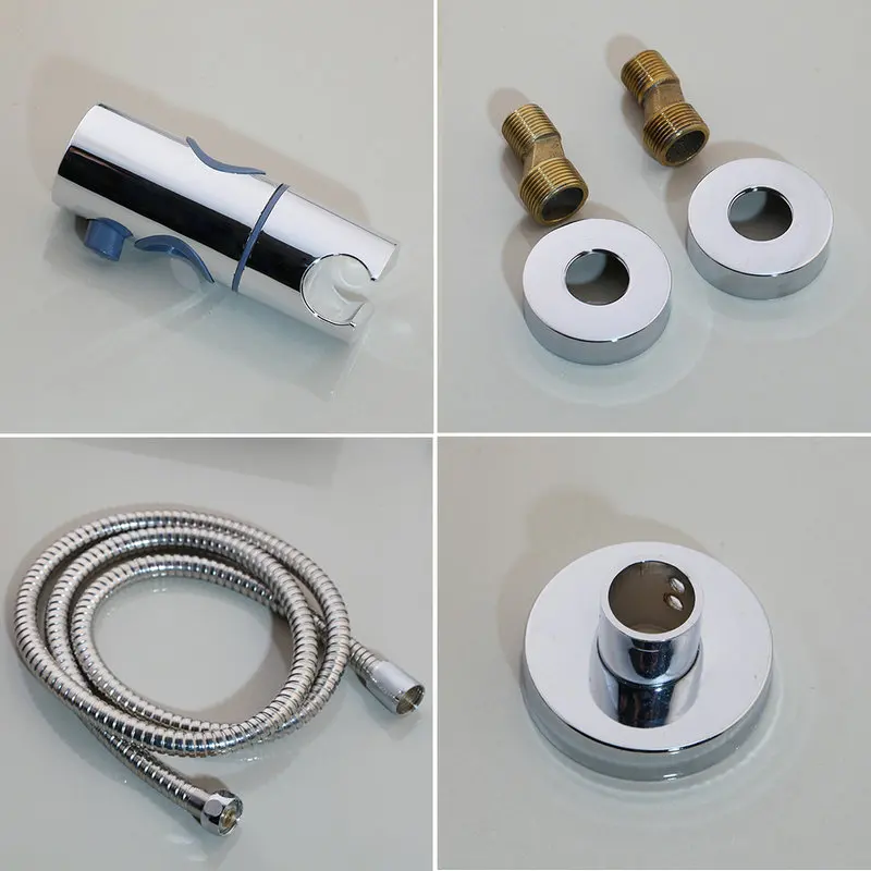 

Rainfall Shower Faucet Set Single Lever Bathtub Shower Mixer Faucet with Storage Shelf Shower Hot Cold Water Tap