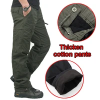 fleece thicken warm pocket cargo tactical pants mens winter outdoor fishing camping riding thermal baggy cotton long trousers