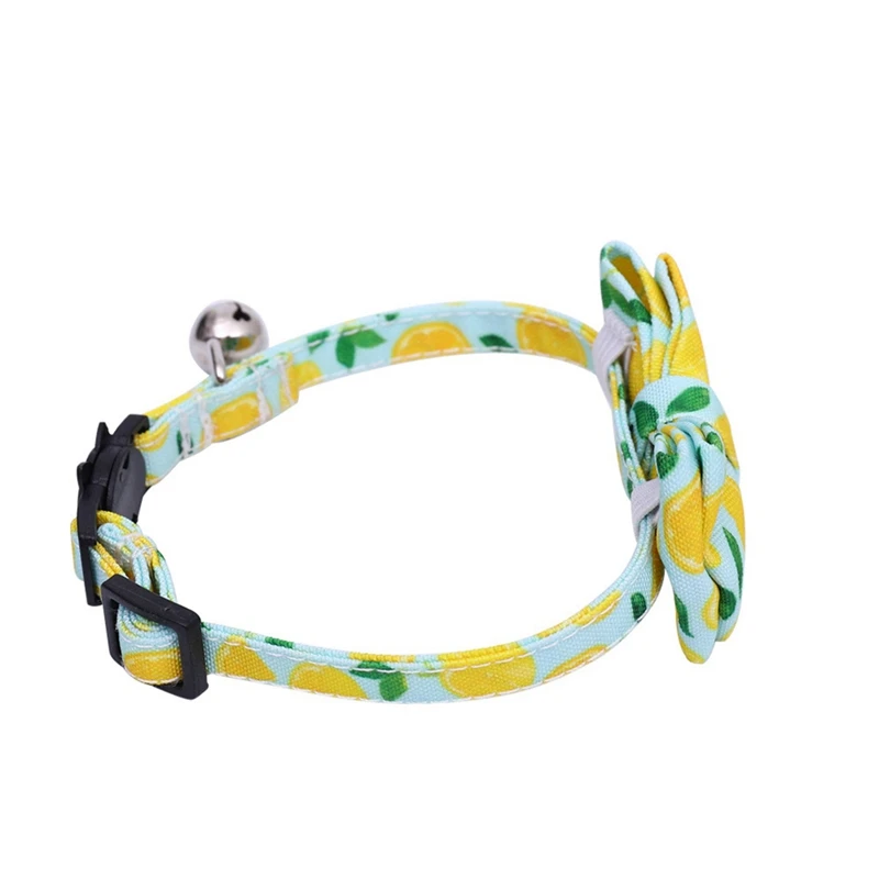 Safety Elastic Bowtie With Bell Small Dog Cat Collar Safe Soft Fruit Pattern Pet Products pet supplies | Дом и сад