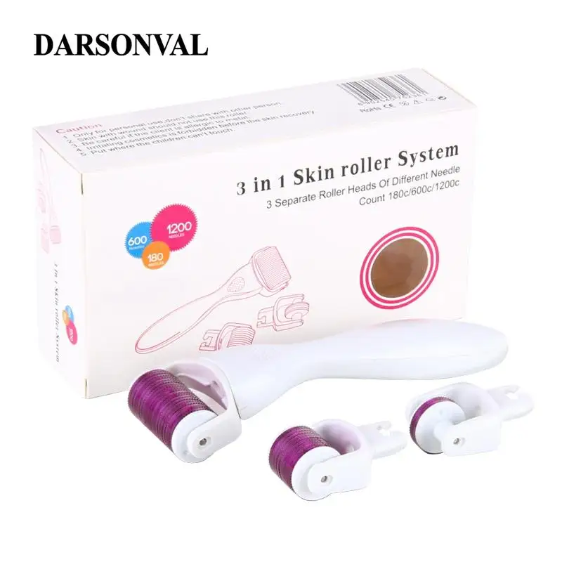 DARSONVAL DRS 3 в 1 микро иглы Дерма ролик Титан мезороллер микроиглы машина для ухода за кожей и тела лечения