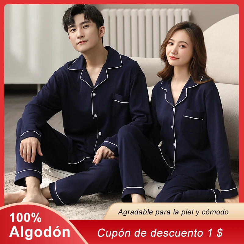 Winter 100% Cotton Couple Pyjamas Men and Women PJ Sleepwears Couple Christmas Pajamas Men Nightwear Homewear Couple Pijamas