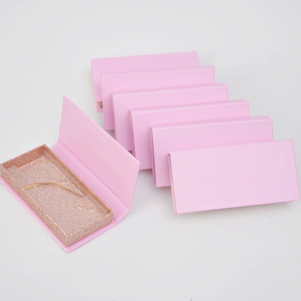 

Series2-Wholesale rectangle eyelashes box package custom logo 25mm mink eyelashes plain pink makeup case lash packaging vendors