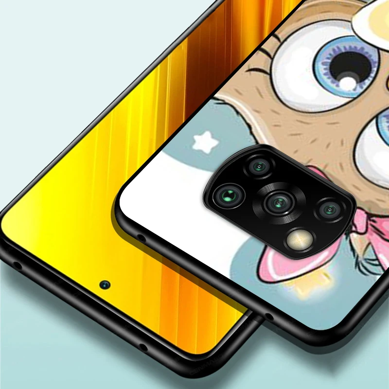 

Lovely Animal Owl For Xiaomi Poco X3 NFC M3 M2 X2 F3 F2 Pro C3 F1 Mi Play Mix 3 A2 A1 6X 5X Black Phone Case