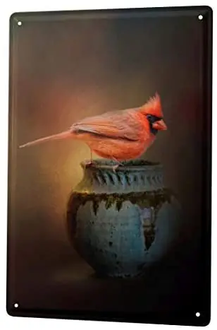 

Living Room Room Decoration Metal Plate Decoration Modern Home Decoration Plaque Bird Red Bishop Cafe Metal Sign 8x12 Inches