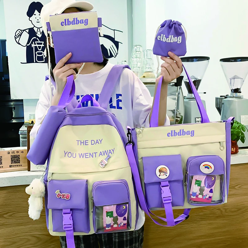 

Panelled Women Schoolbag for Girls Canvas Backpack Female Multifunctional Rucksack Ladies Anti Theft Backpacks Student Mochila