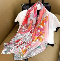 summer new silk scarf thin section 90cm large square scarf scarf female decorative scarf travel sunscreen shawl