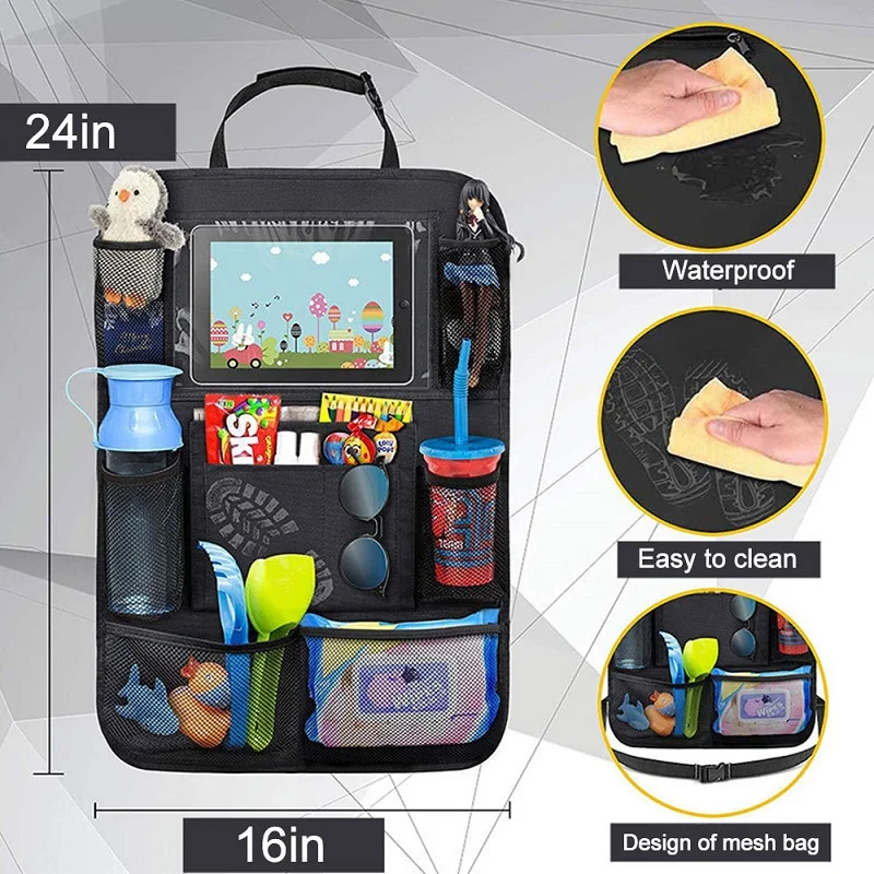 car backseat organizer with touch screen tablet holder 9 storage pockets kick mats car seat back protectors for kids toddlers free global shipping
