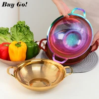 durable stainless steel fruit rice mesh filter drain basket colander vegetable washing strainer with handle kitchen storage tool