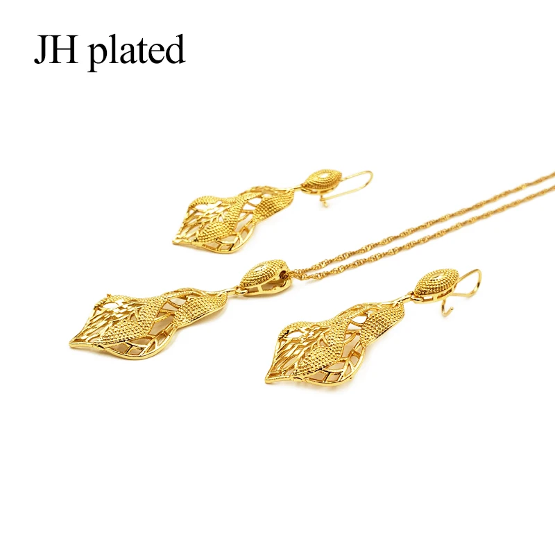 JHplated 2019 ювелирные изделия из эфиопского золота ожерелье серьги с кулоном для