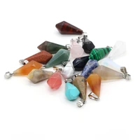 5 pieces natural stone pendants agates rose quart charms for jewelry making diy necklace accessories size 13x28mm