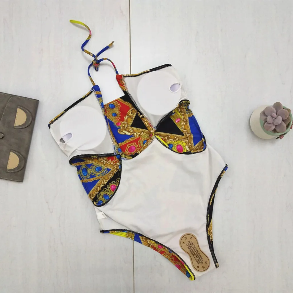 

Women Swimsuit 2020 New Print Push Up Tankini Swimjupmsuit One-Piece Swimsuit Sexy Low Waist Beachwear Padded Swimwear X0323