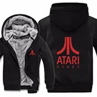 Новые толстовки ATARI, зимняя мужская повседневная Толстая флисовая толстовка с принтом Atari, пуловер, Мужское пальто