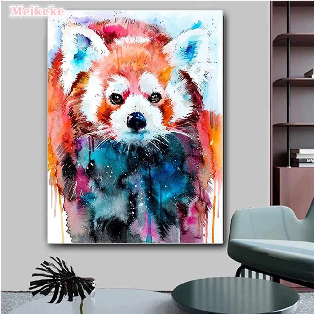 Colorful Animal Raccoon 5D DIY Diamond Painting red panda Square round stone 3D Rhinestone Embroidery Mosaic Wall Decor