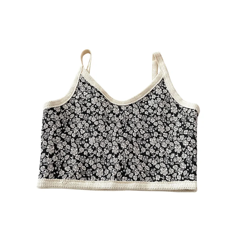 

2021 Summer New Chic Top Retro Hong Kong Style Floral Camisole Women's Design Sense Niche Bottoming Shirt