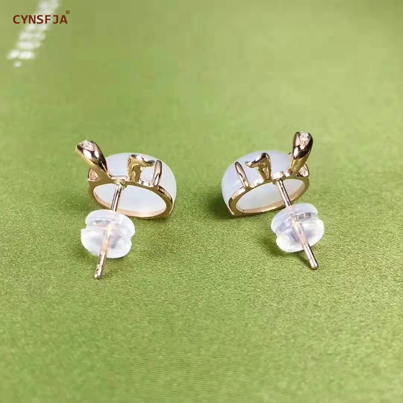 CYNSFJA настоящий редкий Сертифицированный натуральный китайский хотанский баранины-жир нефрит инкрустированный 18 К золото ручной работы серьги с нефритом ювелирные изделия высокого качества лучшие подарки для семьи