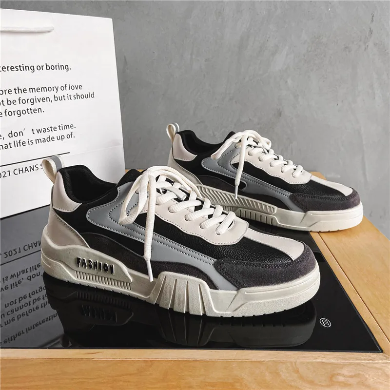 

Spring Men's Casual Shoes Rubber Lace-up Breathable Outdoor Sneakers Shoes Platform Hard-Wearing Non-slip Low Walking Shoes