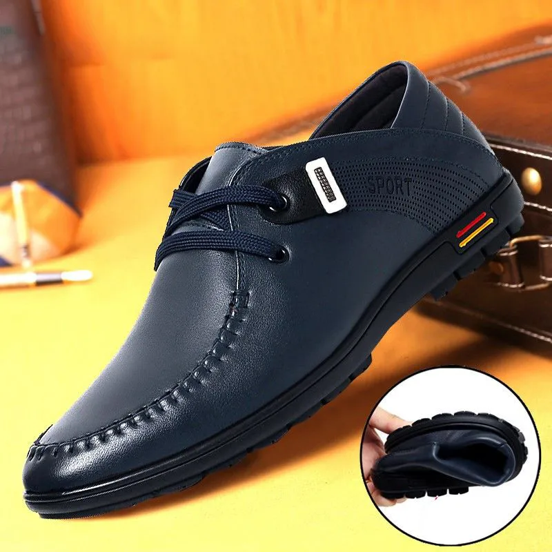 

New Men's Dress ShoesLeather Men Casual Shoes Luxury Brand 2020 Mens Loafers Moccasins Breathable Slip on Black Driving Shoes