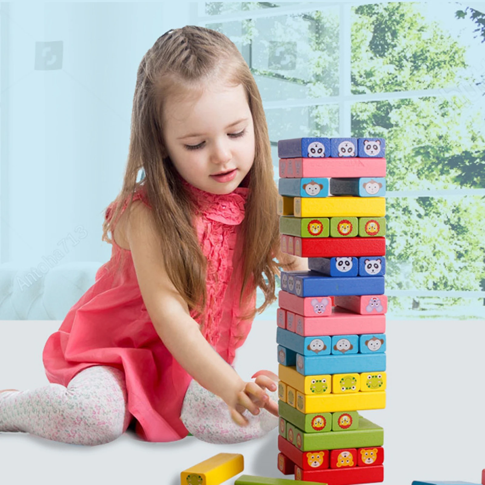 Wooden Colored Building Stacking educational Blocks balancing fun Montessori Toy | Игрушки и хобби