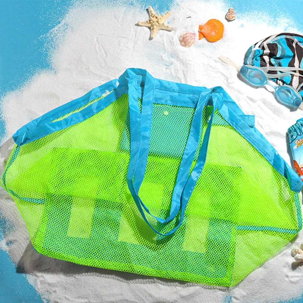 

Beach Mesh Sand Toy Bag S/L Multifunction Large Capacity Bag Kid Portable Beach Storage Bag Home Mesh Laundry Pouch