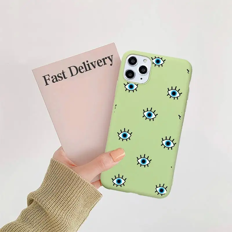

Evil eyes high quality fundas Phone Case Candy Color for iPhone 6 7 8 11 12 s mini pro X XS XR MAX Plus