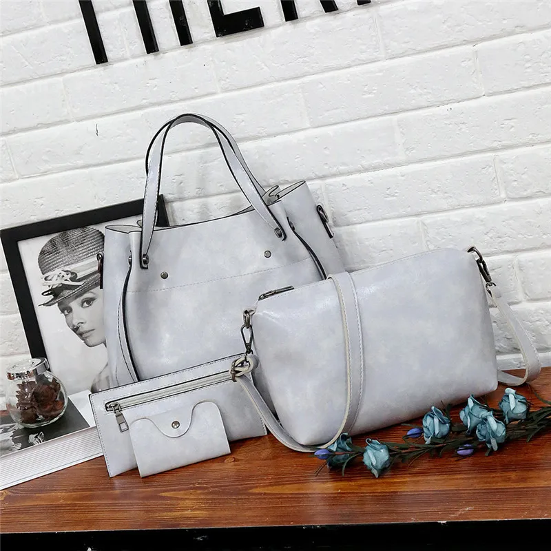 

Fashion Simple Four-Piece All-Match Bag Solid Color Handbag Hhoulder Messenger Bag Large Capacity Bag