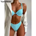 Женский купальный костюм, бикини пуш-ап с высокой талией, Раздельный комплект бикини с бюстгальтером и чашкой купальника, V2869