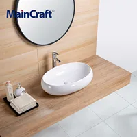 Oval Vessel Polished Bathroom Sink Ceramic Wash Basin Sink Vanity Set Shampoo Bowl Wash Hand Basins Fregaderos