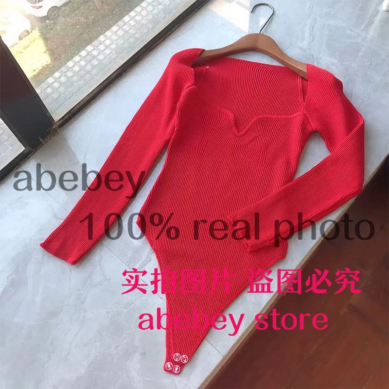 Весенний женский сексуальный боди с горловиной в виде лодочки из трикотажа цвета спелой вишни.