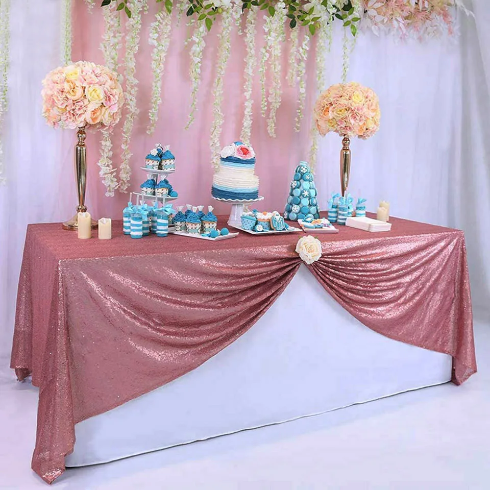 Блеск Румяна прямоугольная скатерть с блестками для свадьбы украшение