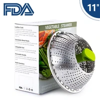 9 inch foldable stainless steel steamer basket collapsible basket mesh with plastic handle food fruit vegetable dish holder rack
