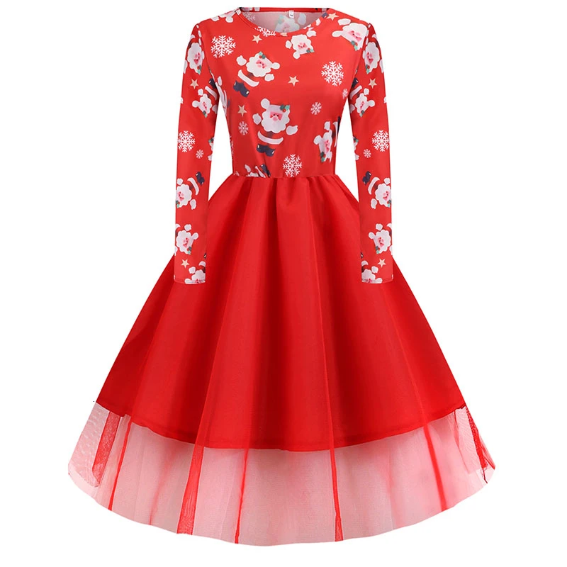 2019 осень зима Рождественские свитера с длинными рукавами и платье принтом