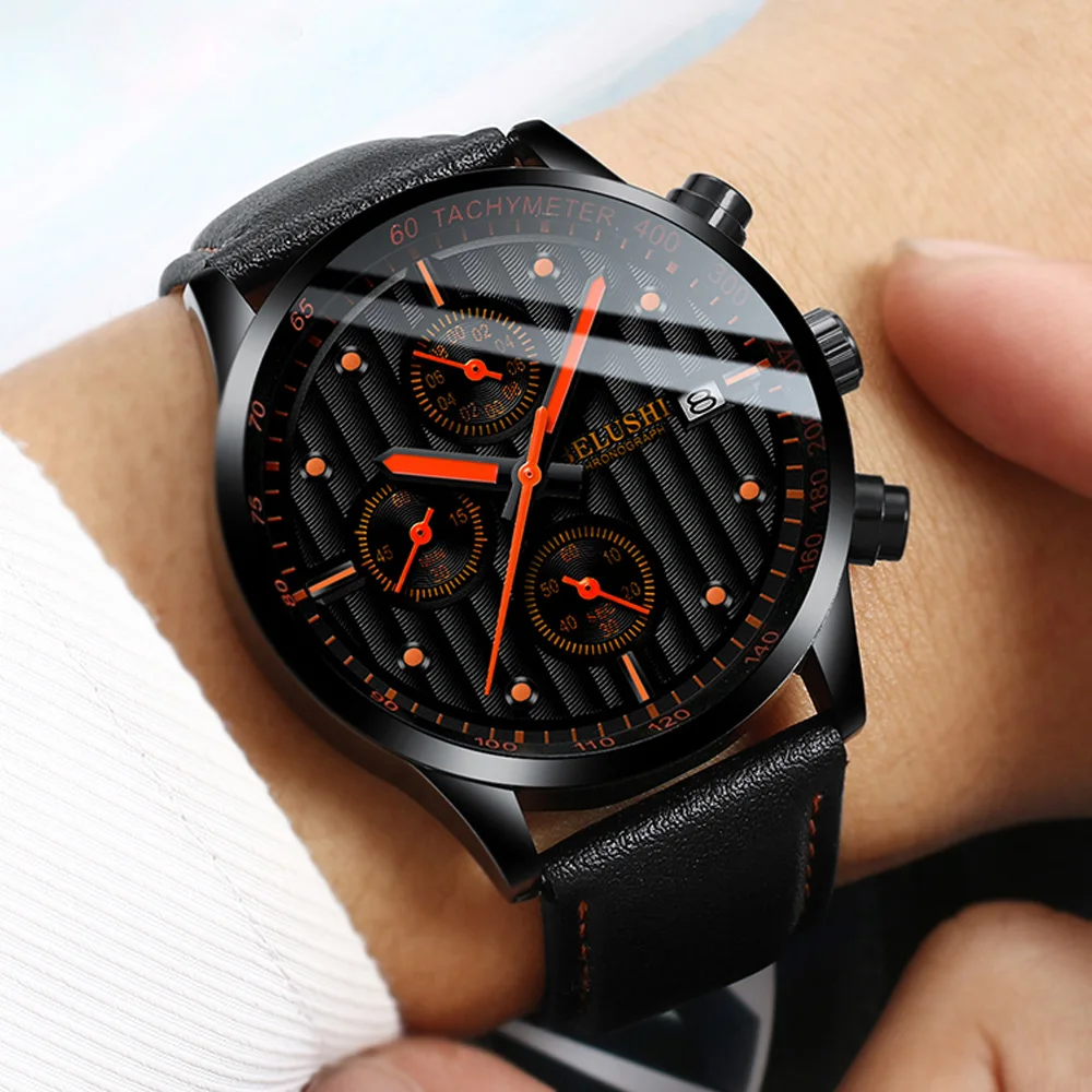 Мужские часы с кожаным ремешком TEENRAM мужские кварцевые наручные модные деловые