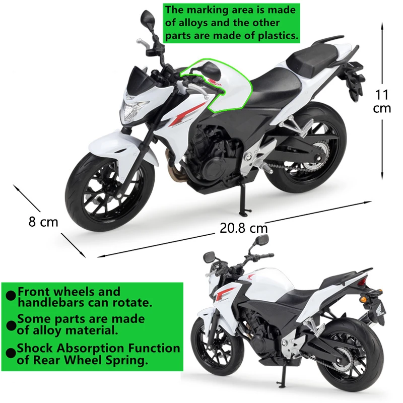 Модель мотоцикла WELLY 1:10 Honda CB500 из сплава под давлением игрушка для детей подарок