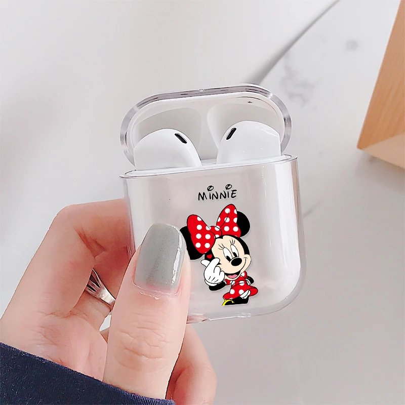Мультфильм Микки Минни пара чехол для Airpods беспроводные наушники прозрачный защитный чехол для Apple Air Pods 1 2 Наушники