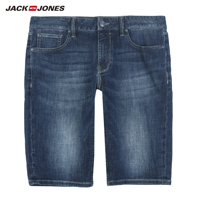 Мужские облегающие шорты JackJones однотонные джинсовые базовая Мужская одежда 219243518