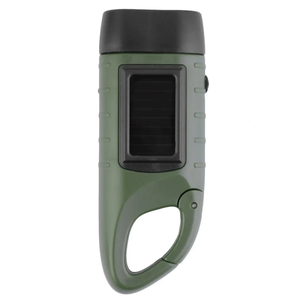 

Hand Held Crank Dynamo Solar Power Rechargeable LED Flashlight 3-LED